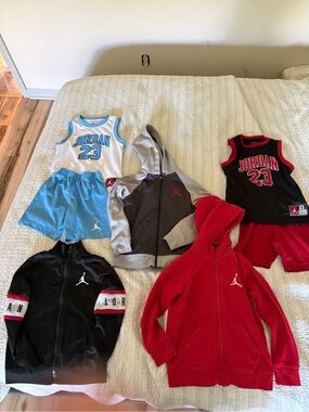 Jordan Kids Multi-Piece Athletic Set — Red, Black, Gray, Light Blue, White